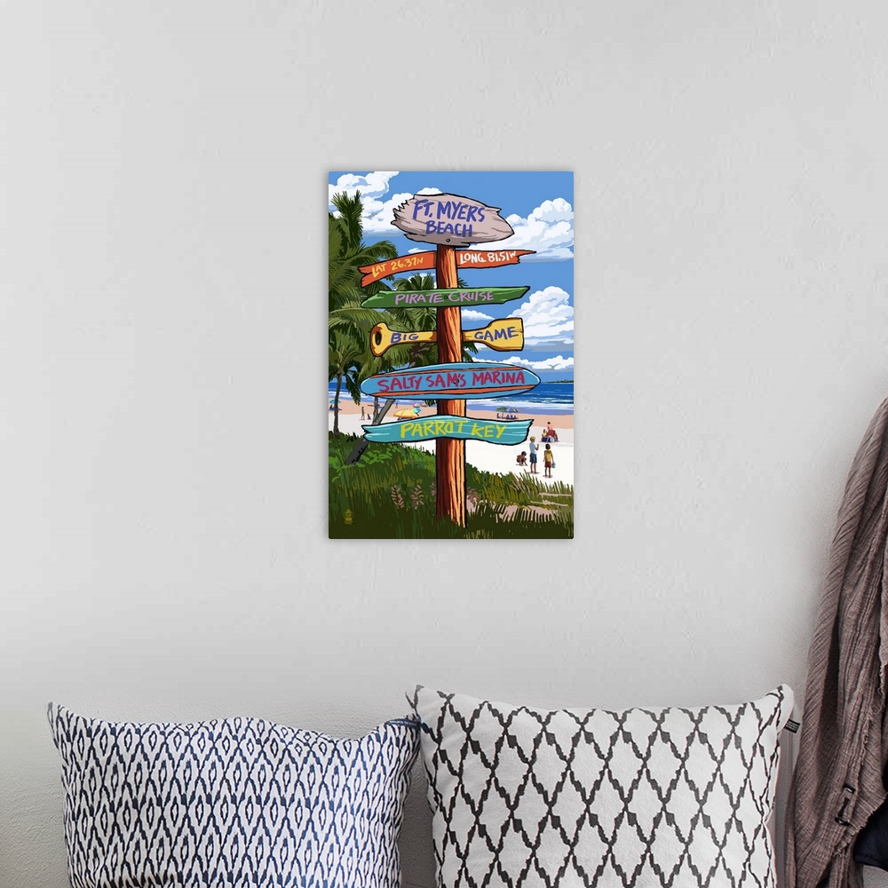 A bohemian room featuring Ft. Myers Beach, Florida, Destination Signs