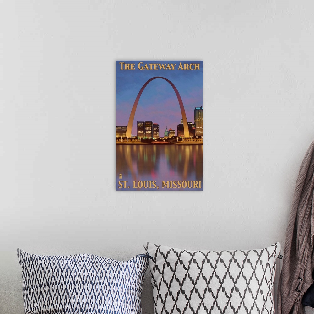A bohemian room featuring Gateway Arch - St. Louis, MO: Retro Travel Poster