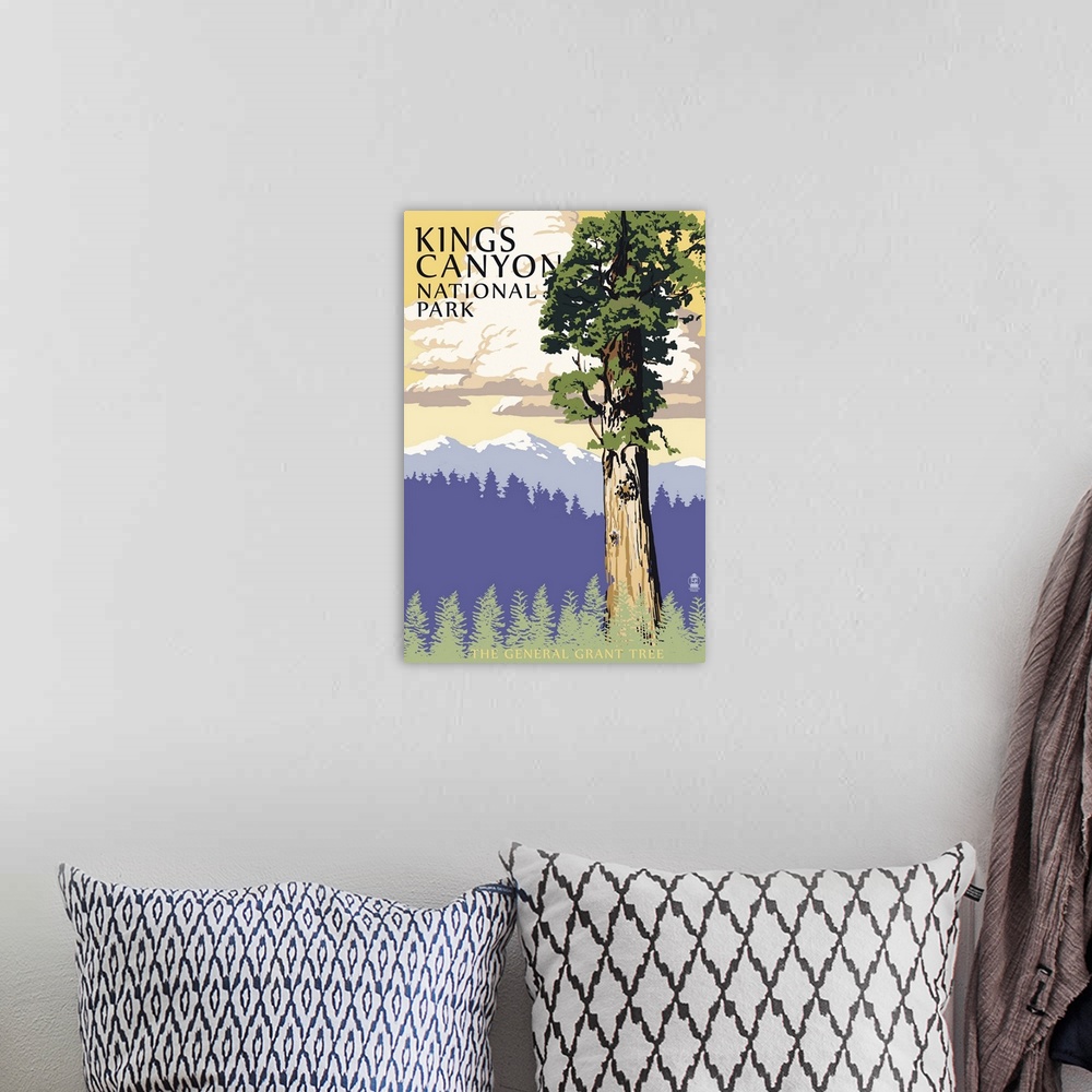 A bohemian room featuring General Grant Tree - Kings Canyon National Park, California: Retro Travel Poster