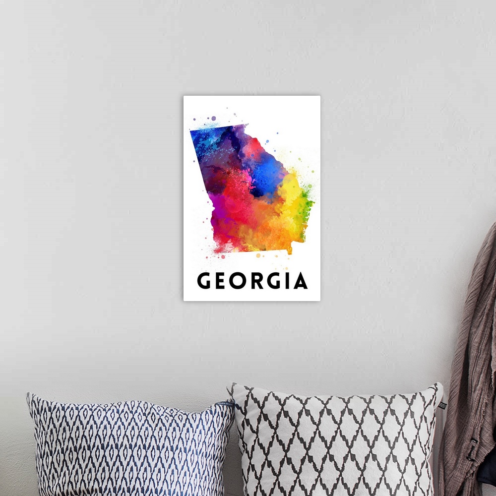A bohemian room featuring Georgia - State Abstract Watercolor