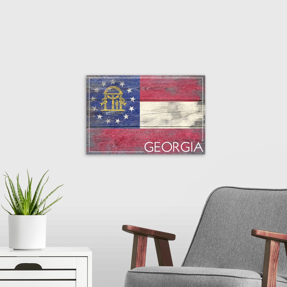 A modern room featuring Georgia State Flag, Barnwood Painting