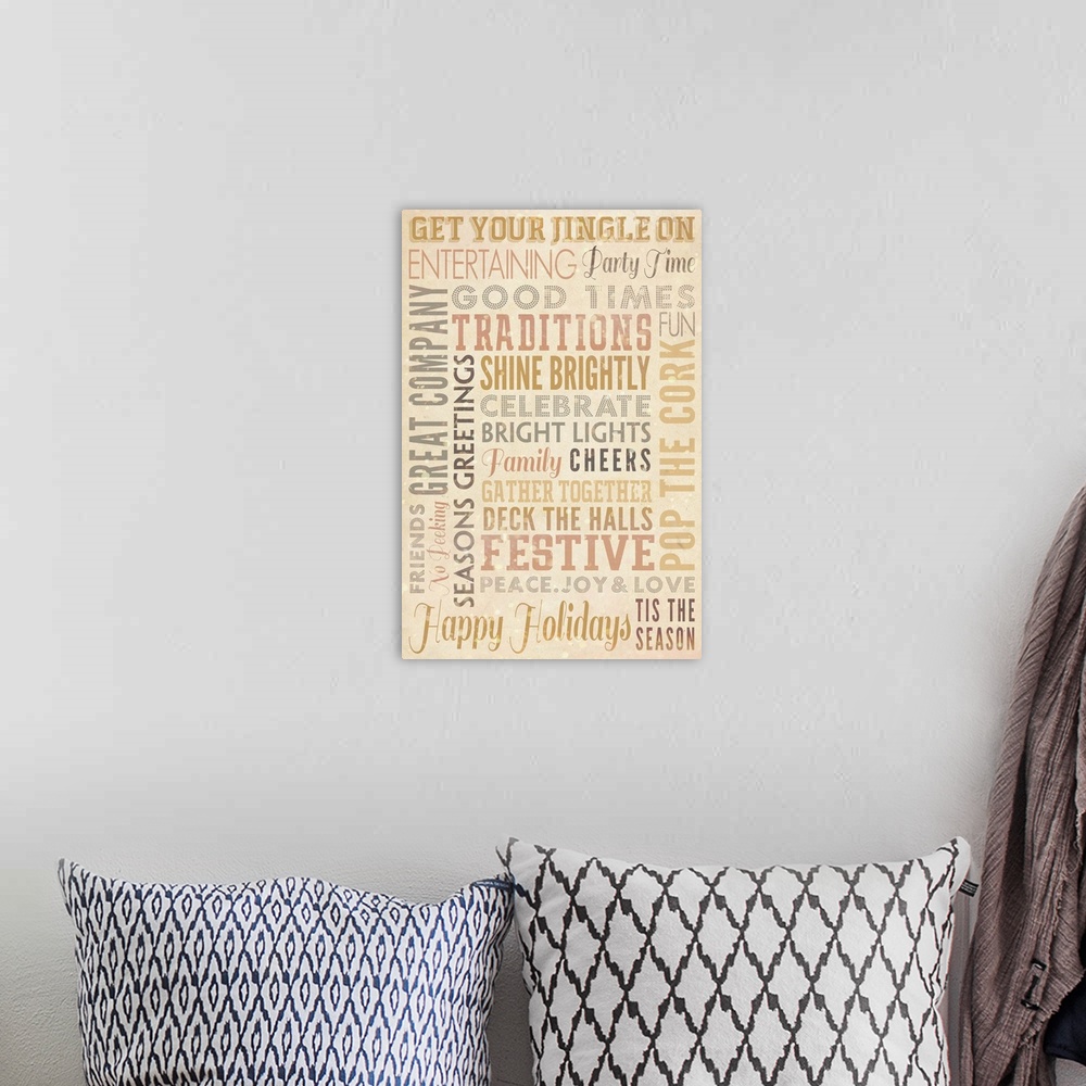 A bohemian room featuring Get Your Jingle On Typography