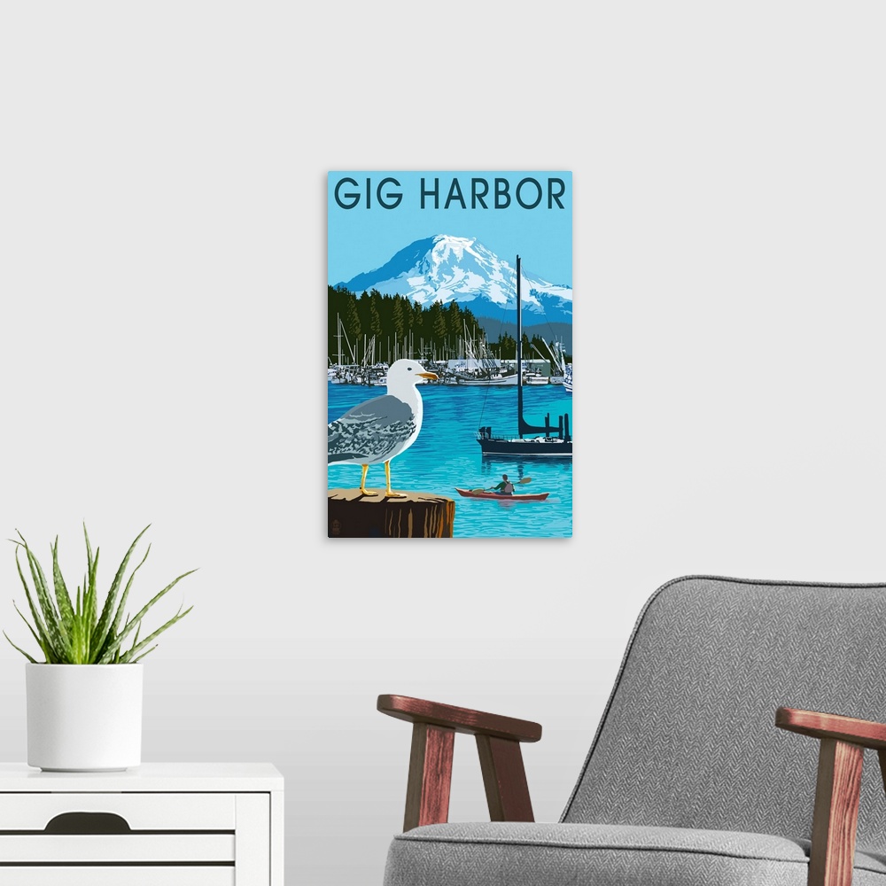 A modern room featuring Gig Harbor, Washington, Day Scene