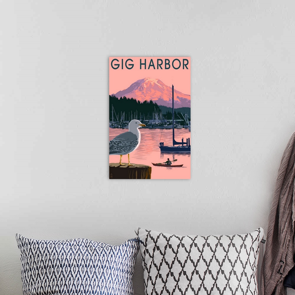 A bohemian room featuring Gig Harbor, Washington, Marina and Rainier at Sunset