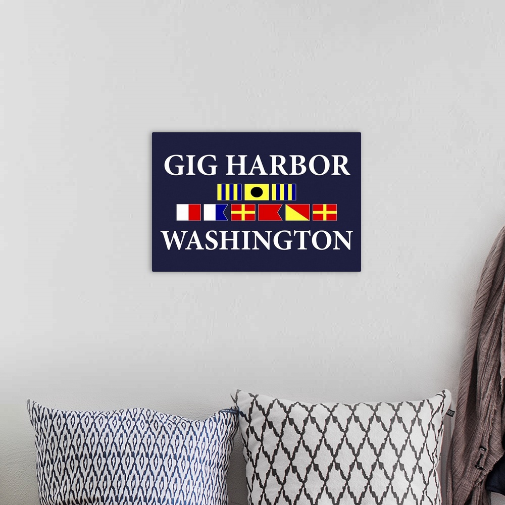 A bohemian room featuring Gig Harbor, Washington - Nautical Flags Poster