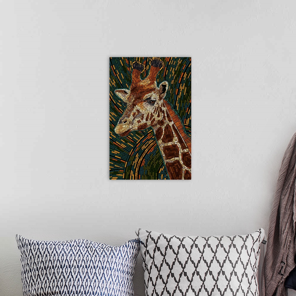 A bohemian room featuring Giraffe - Mosaic