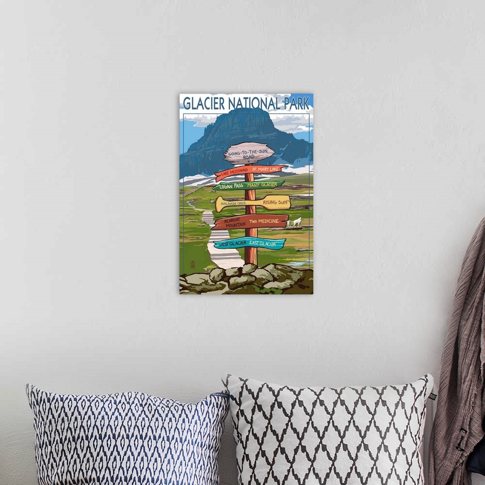 A bohemian room featuring Glacier National Park, Going-To-The-Sun Road, Destination Signs