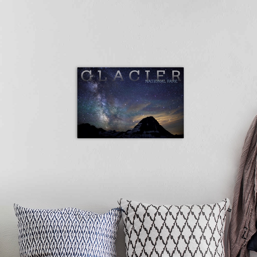 A bohemian room featuring Glacier National Park, Milky Way Over Hidden Lake Overlook: Travel Poster