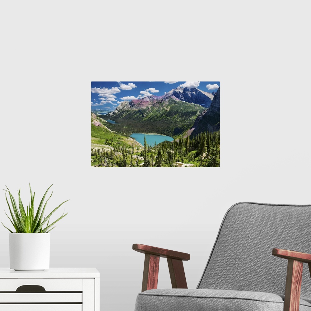 A modern room featuring Glacier National Park, Montana - Lakes On The Grinnell Glacier Trail