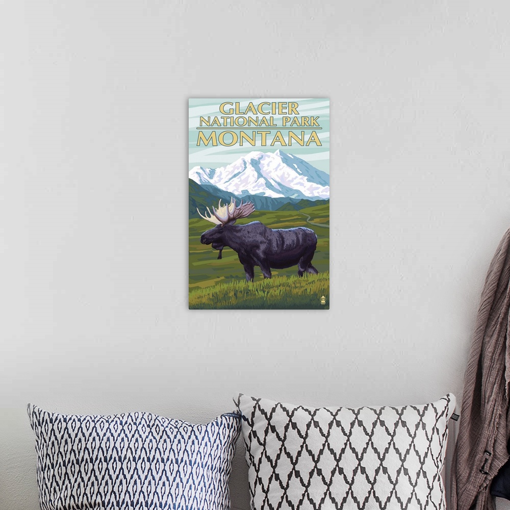 A bohemian room featuring Glacier National Park, Montana, Moose and Mountain