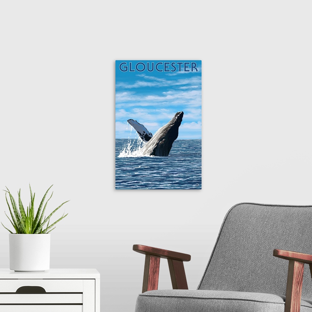 A modern room featuring Gloucester, MA - Humpback Whale: Retro Travel Poster