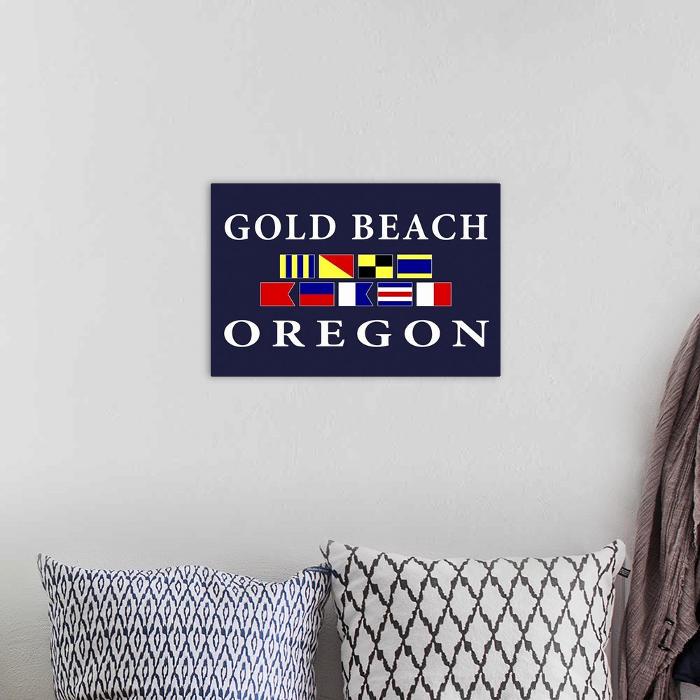 A bohemian room featuring Gold Beach, Oregon - Nautical Flags Poster