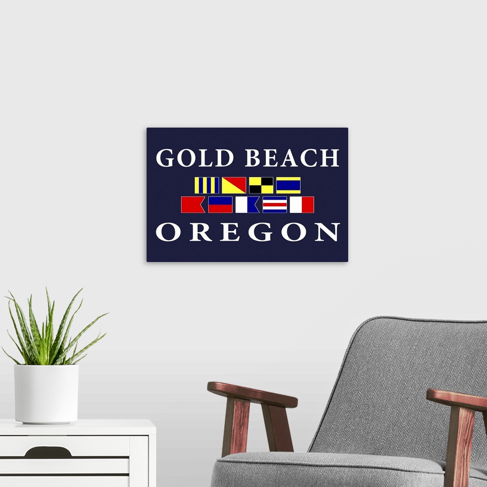 A modern room featuring Gold Beach, Oregon - Nautical Flags Poster