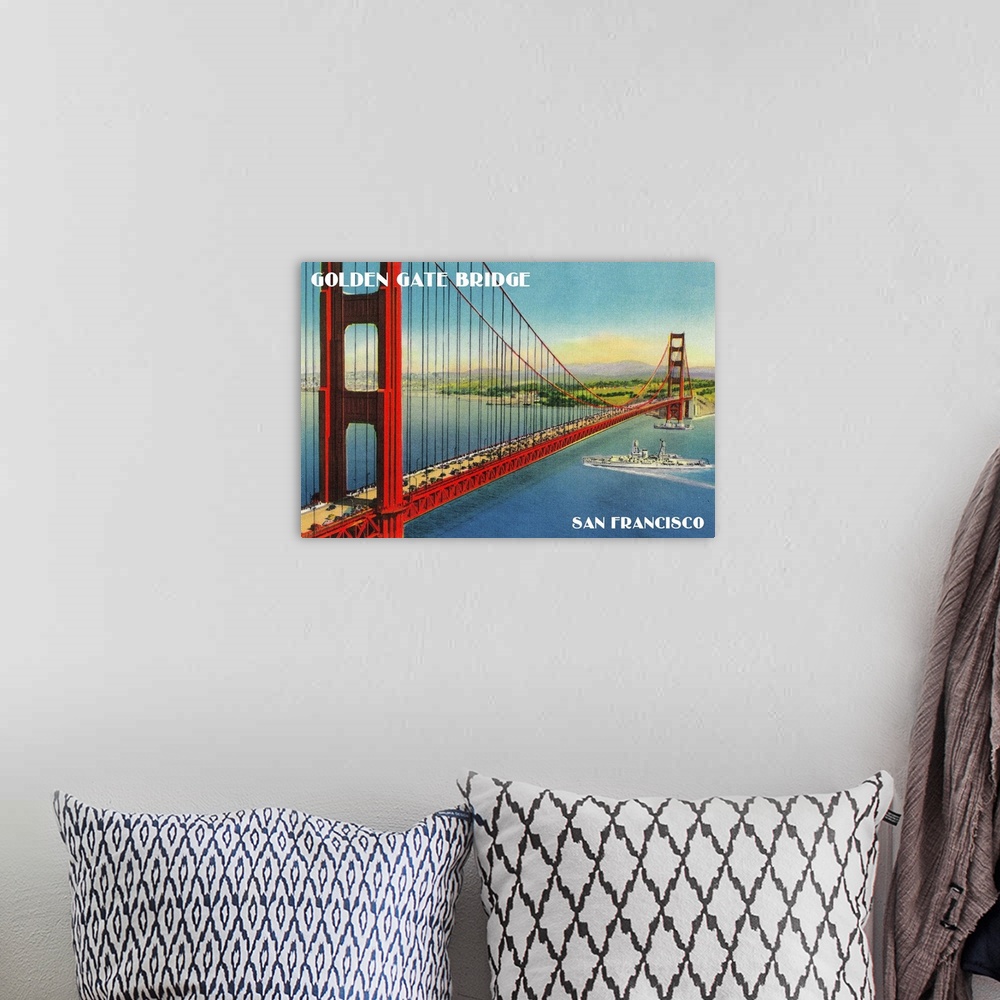 A bohemian room featuring Golden Gate Bridge from Marin Shore, San Francisco, CA