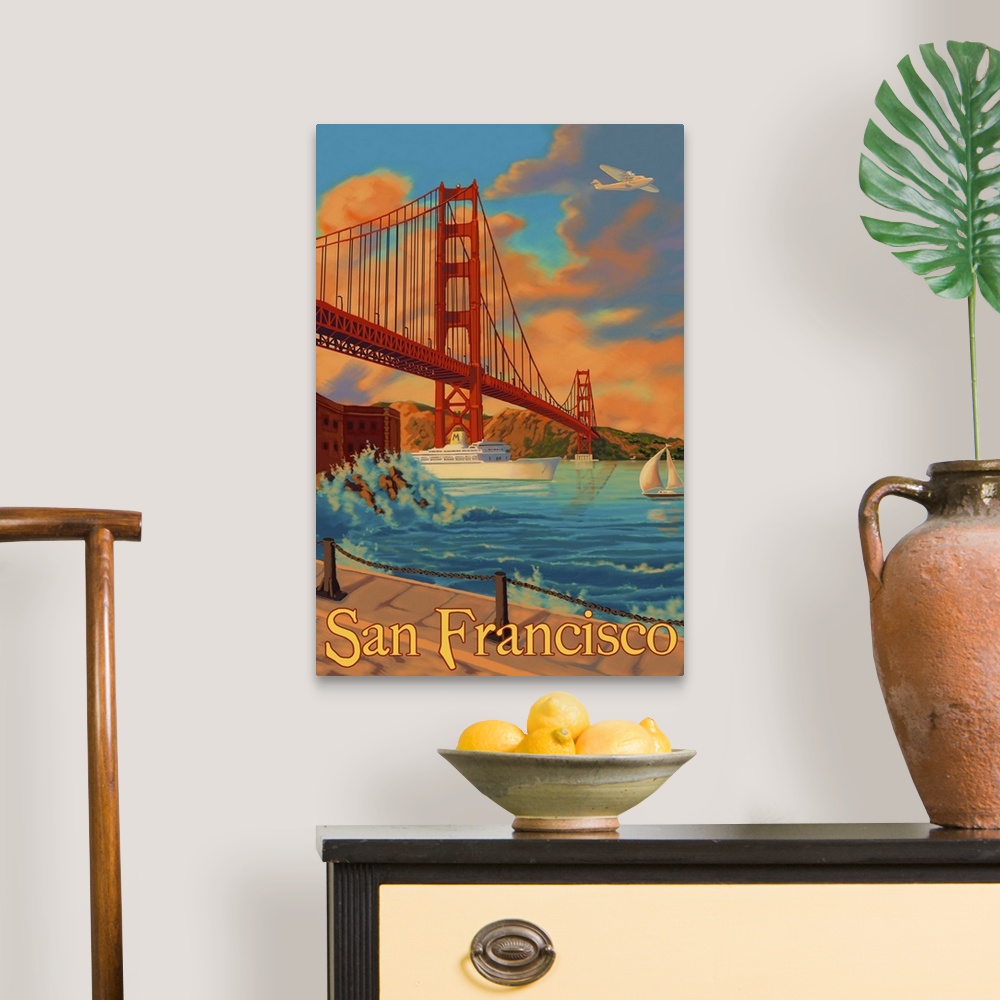A traditional room featuring Golden Gate San Francisco: Retro Travel Poster