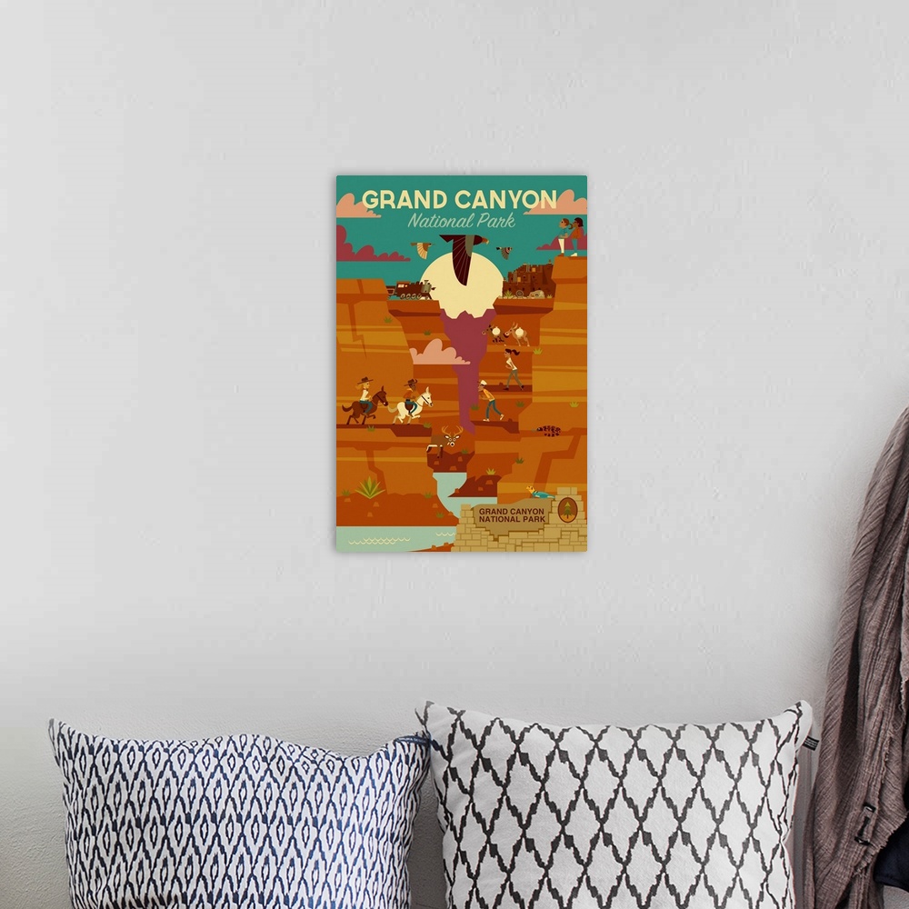 A bohemian room featuring Grand Canyon National Park, Adventure: Graphic Travel Poster