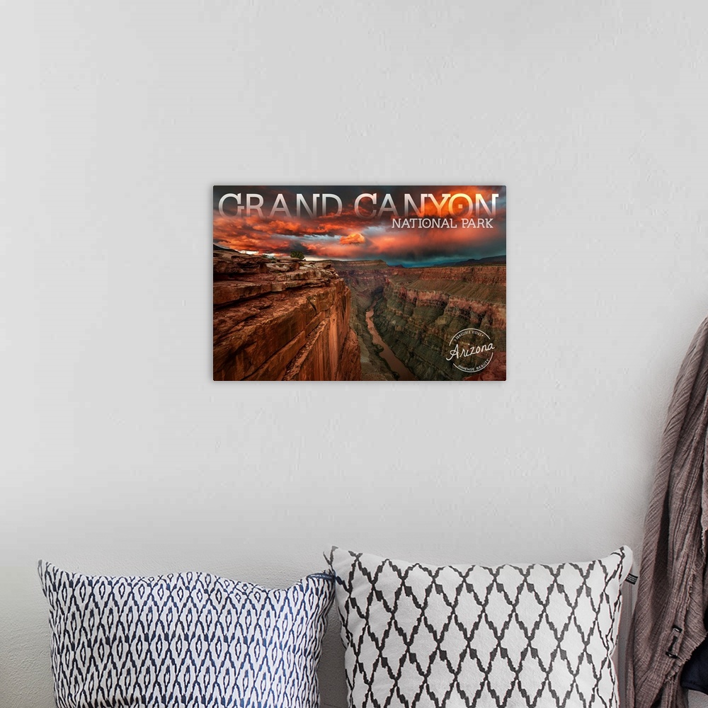 A bohemian room featuring Grand Canyon National Park, Immense Beauty: Travel Poster