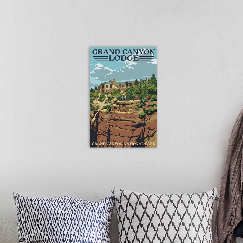 A bohemian room featuring Grand Canyon National Park - Lodge View: Retro Travel Poster