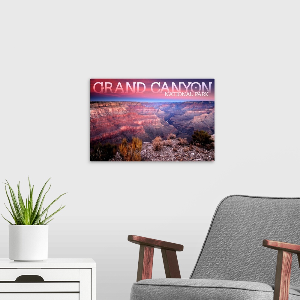 A modern room featuring Grand Canyon National Park, Sunset: Travel Poster