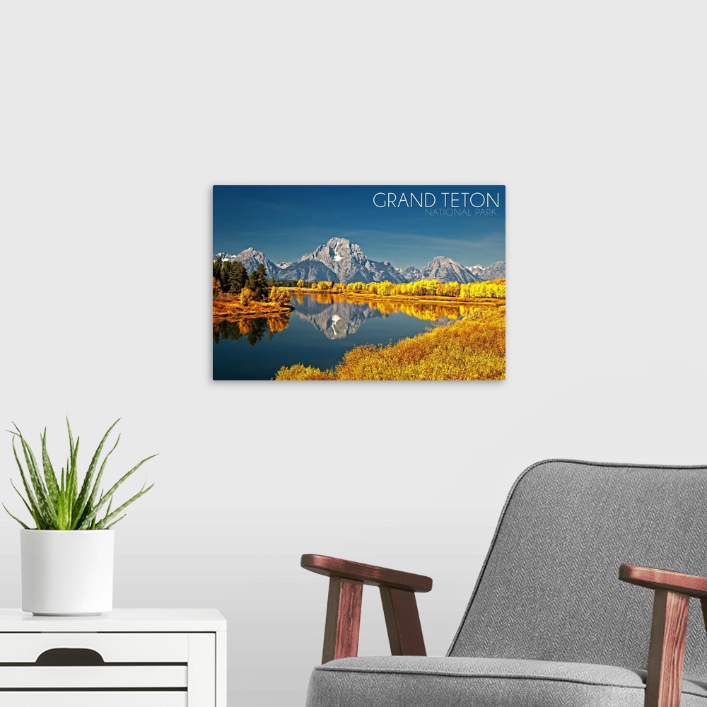 A modern room featuring Grand Teton National Park, Wyoming, Fall Colors at Oxbow Bend