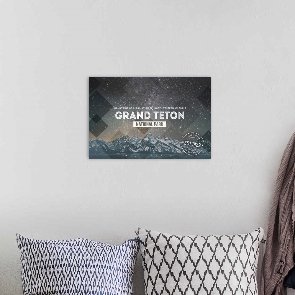A bohemian room featuring Grand Teton National Park, Wyoming, Milky Way Rubber Stamp