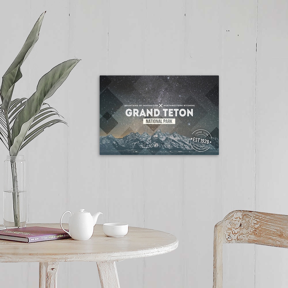 A farmhouse room featuring Grand Teton National Park, Wyoming, Milky Way Rubber Stamp