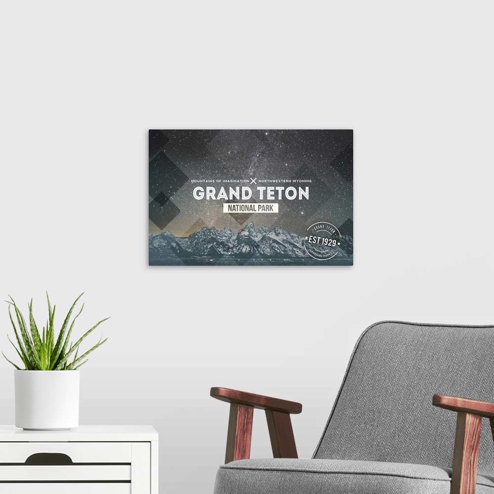 A modern room featuring Grand Teton National Park, Wyoming, Milky Way Rubber Stamp
