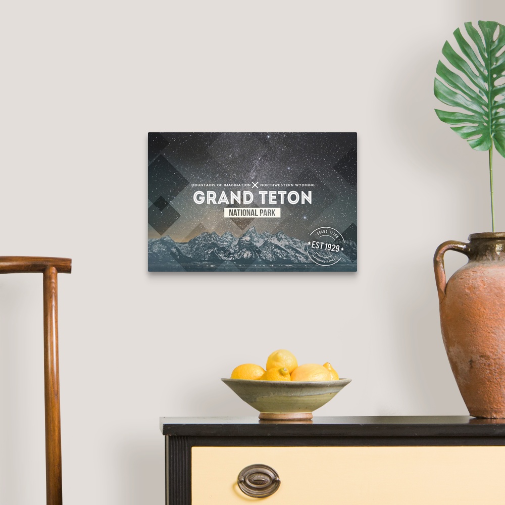 A traditional room featuring Grand Teton National Park, Wyoming, Milky Way Rubber Stamp