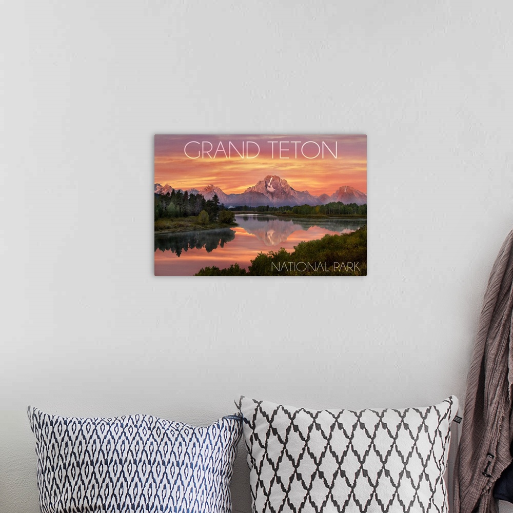 A bohemian room featuring Grand Teton National Park, Wyoming, Sunset and Mountains