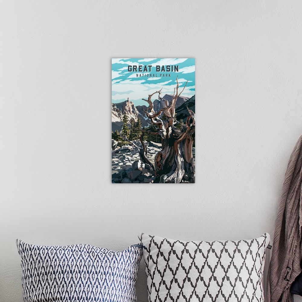 A bohemian room featuring Great Basin National Park, Driftwood: Retro Travel Poster