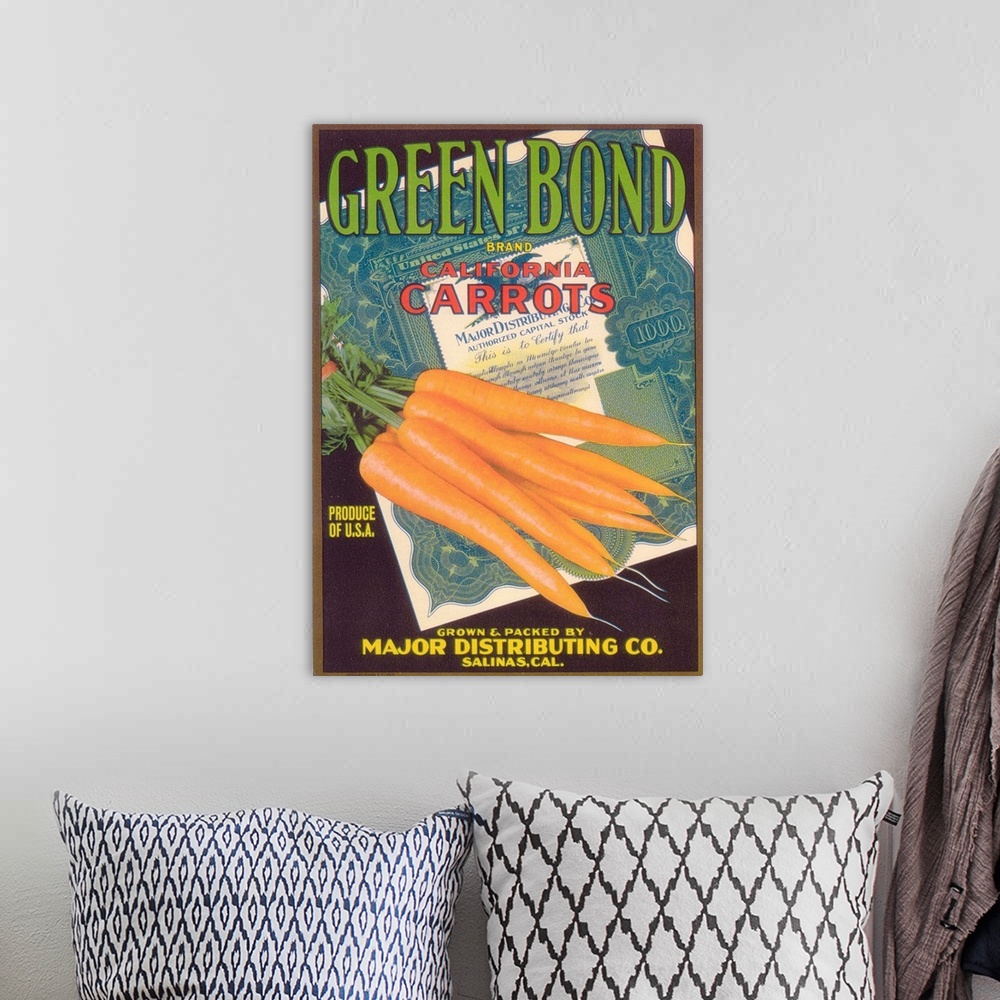 A bohemian room featuring Green Bond Carrot Label, Salinas, CA