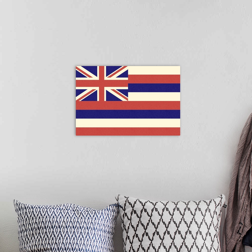 A bohemian room featuring Hawaii State Flag