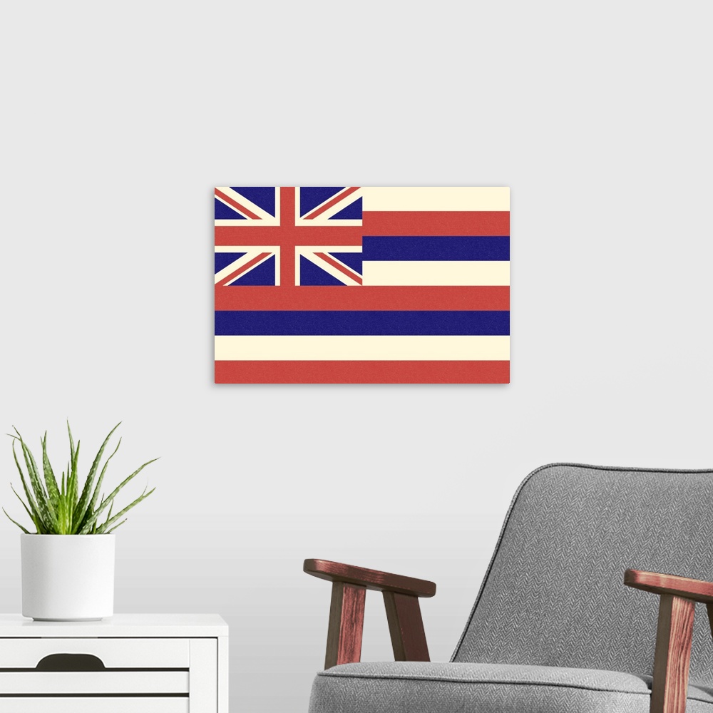 A modern room featuring Hawaii State Flag