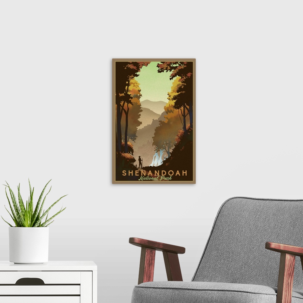 A modern room featuring Hiking In Shenandoah National Park: Retro Travel Poster