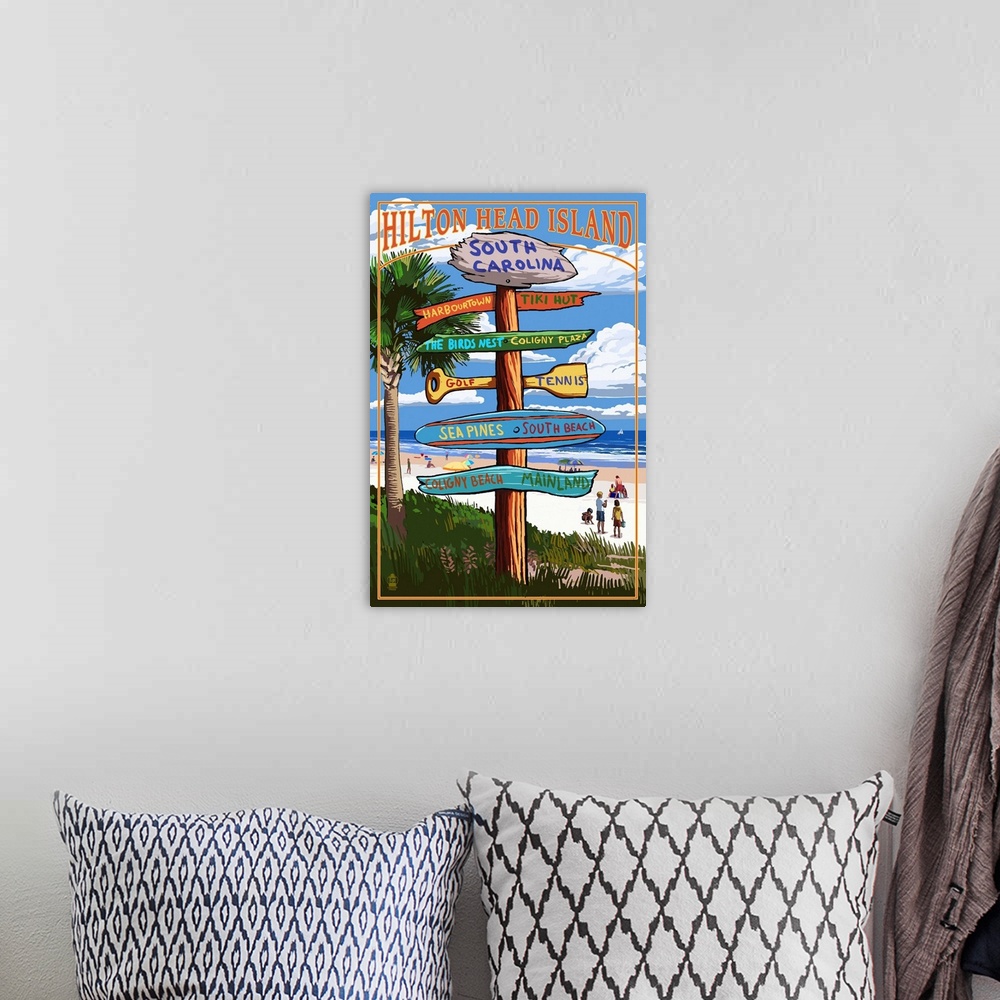 A bohemian room featuring Hilton Head Island, South Carolina - Destination Signs: Retro Travel Poster