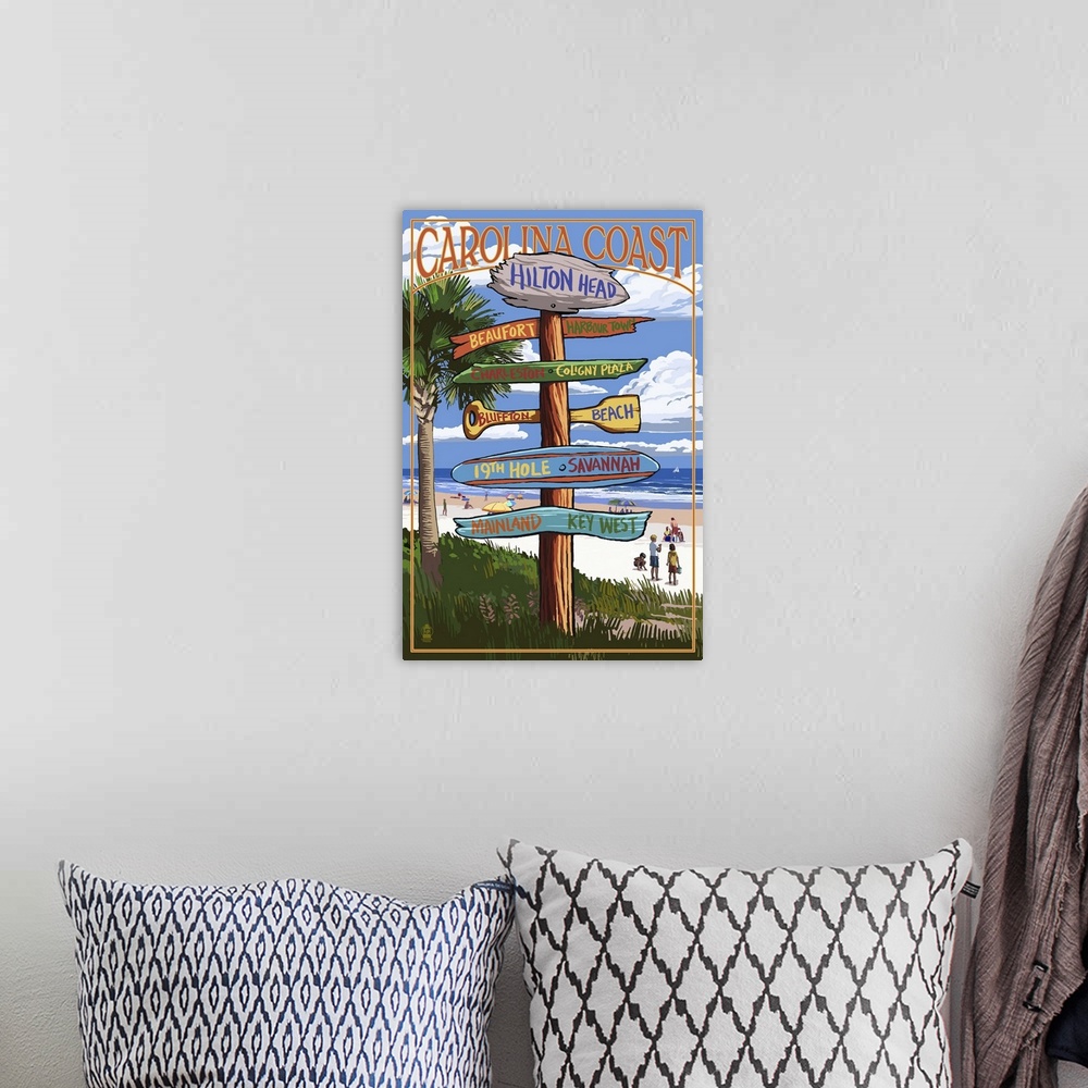 A bohemian room featuring Hilton Head, South Carolina - Destination Signs: Retro Travel Poster