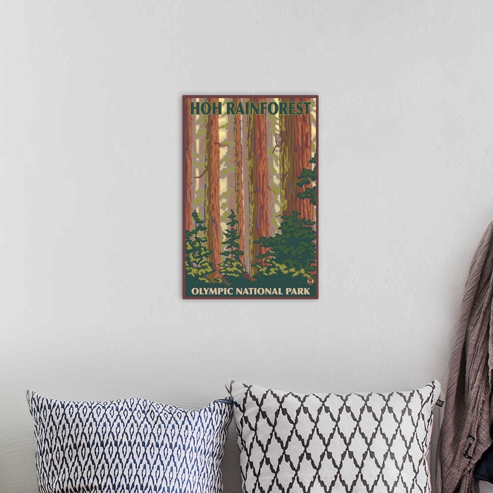 A bohemian room featuring Hoh Rainforest - Olympic National Park: Retro Travel Poster