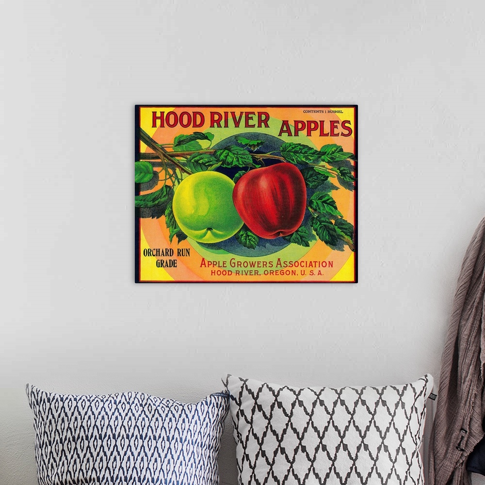 A bohemian room featuring Hood River Apple Label, Hood River, Oregon