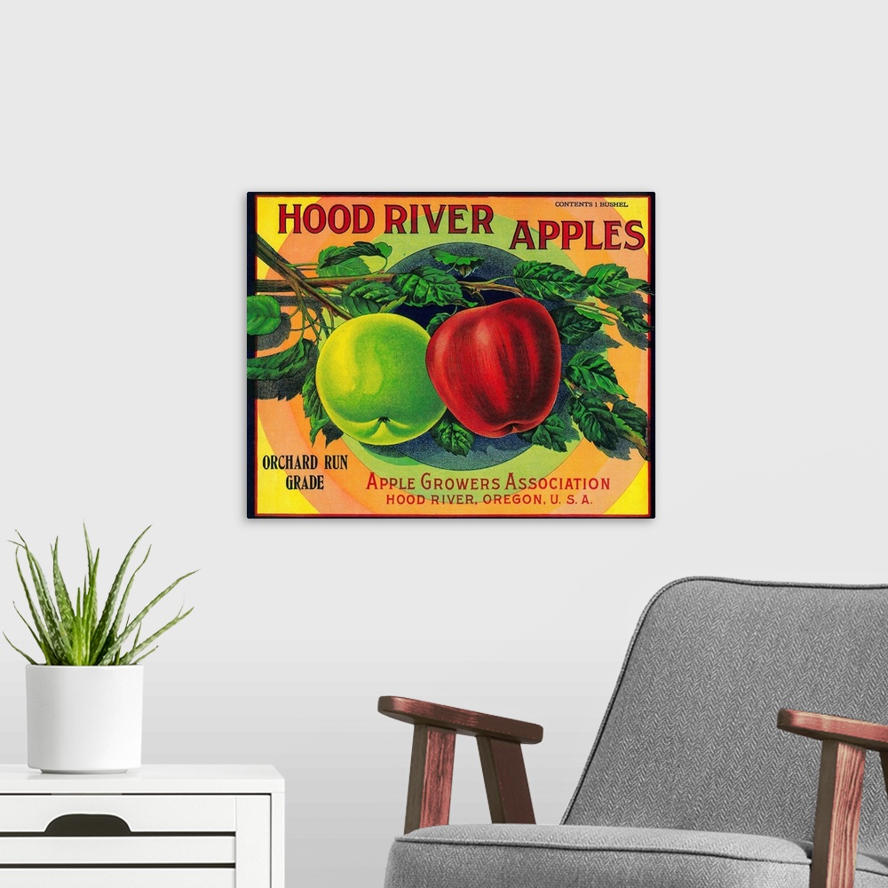 A modern room featuring Hood River Apple Label, Hood River, Oregon