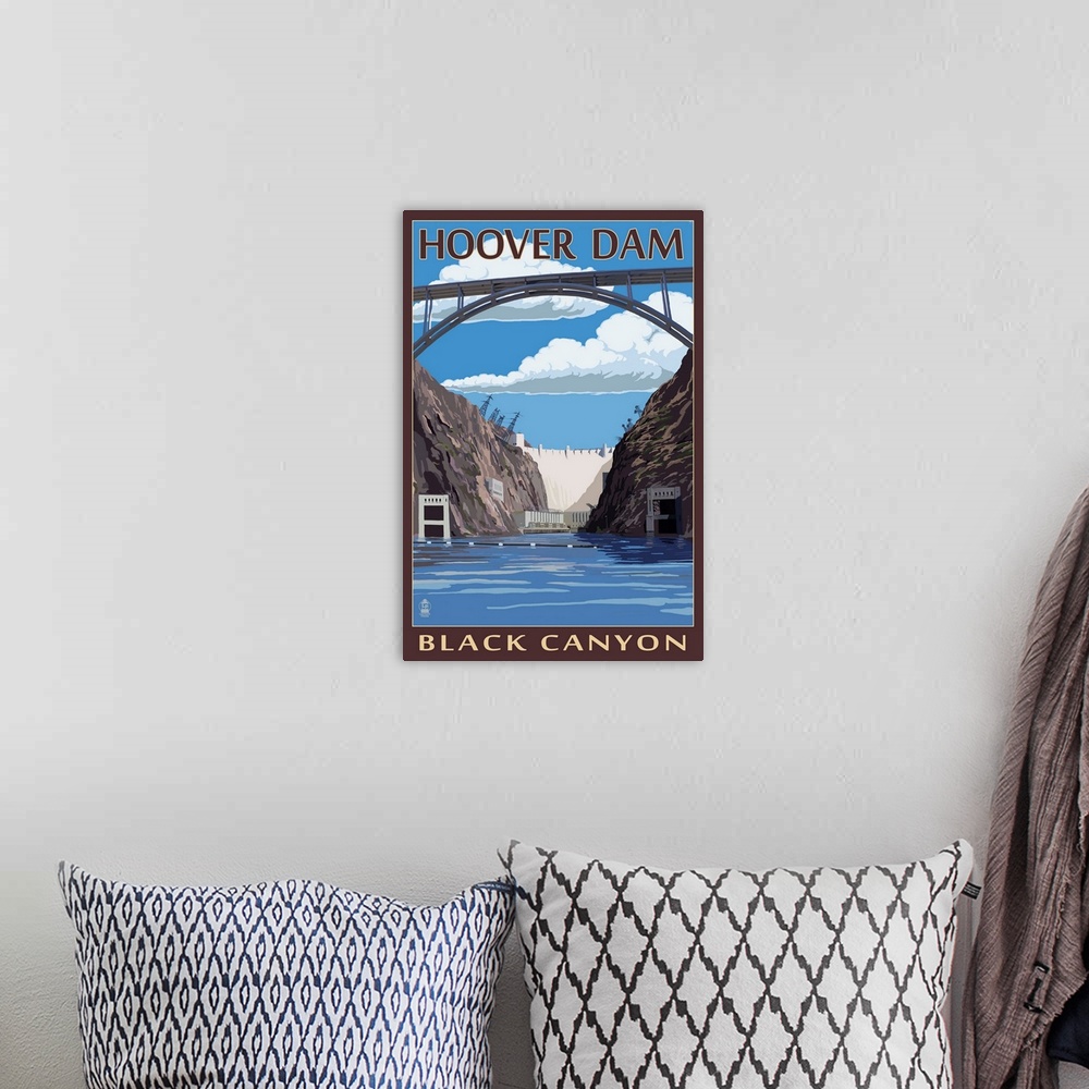 A bohemian room featuring Hoover Dam - Black Canyon: Retro Travel Poster