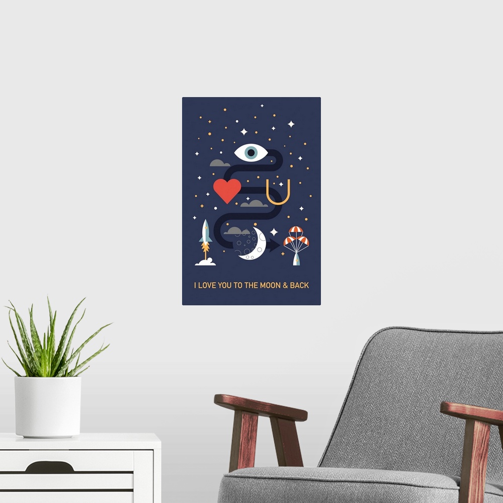 A modern room featuring I Love You To The Moon And Back