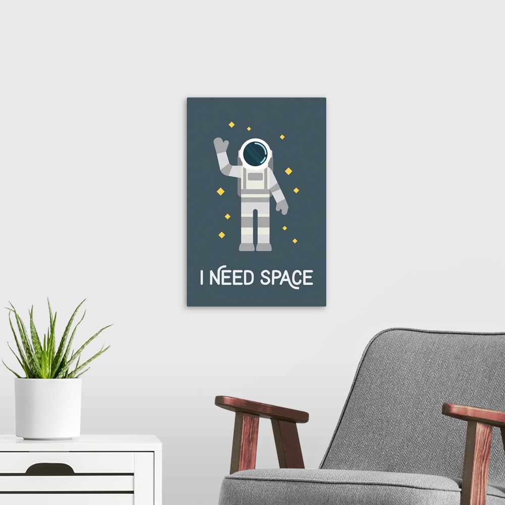 A modern room featuring I Need Space - Astronaut Waving