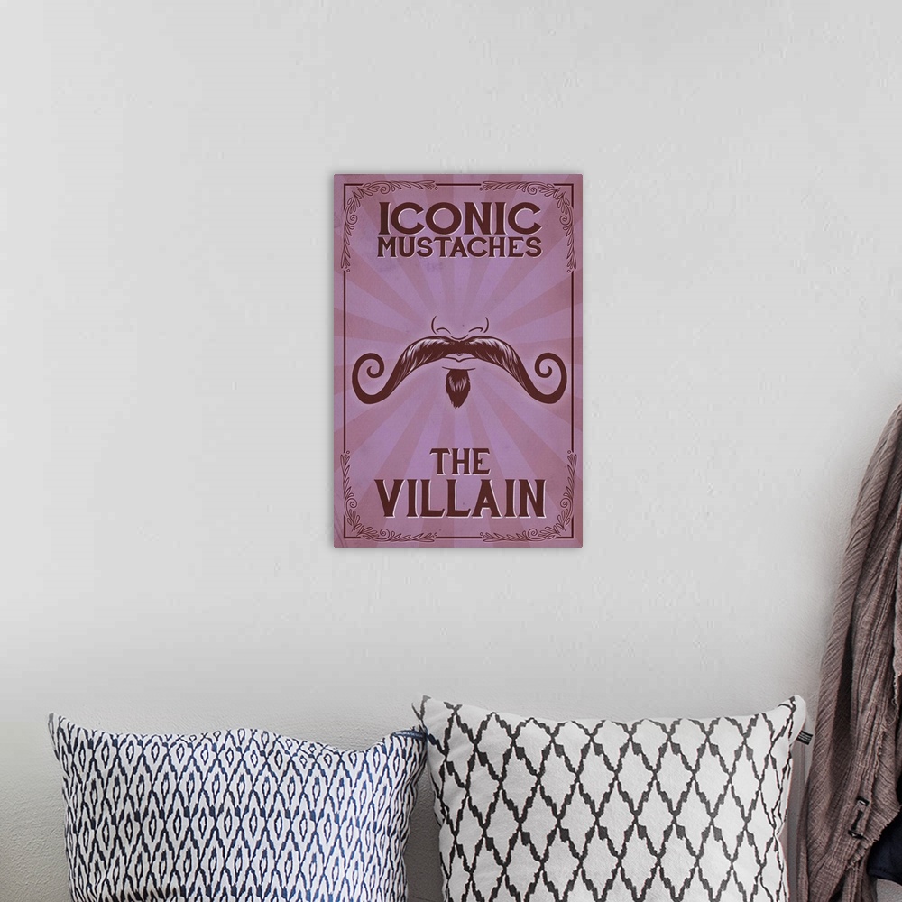 A bohemian room featuring Iconic Mustaches - Villian: Retro Poster Art