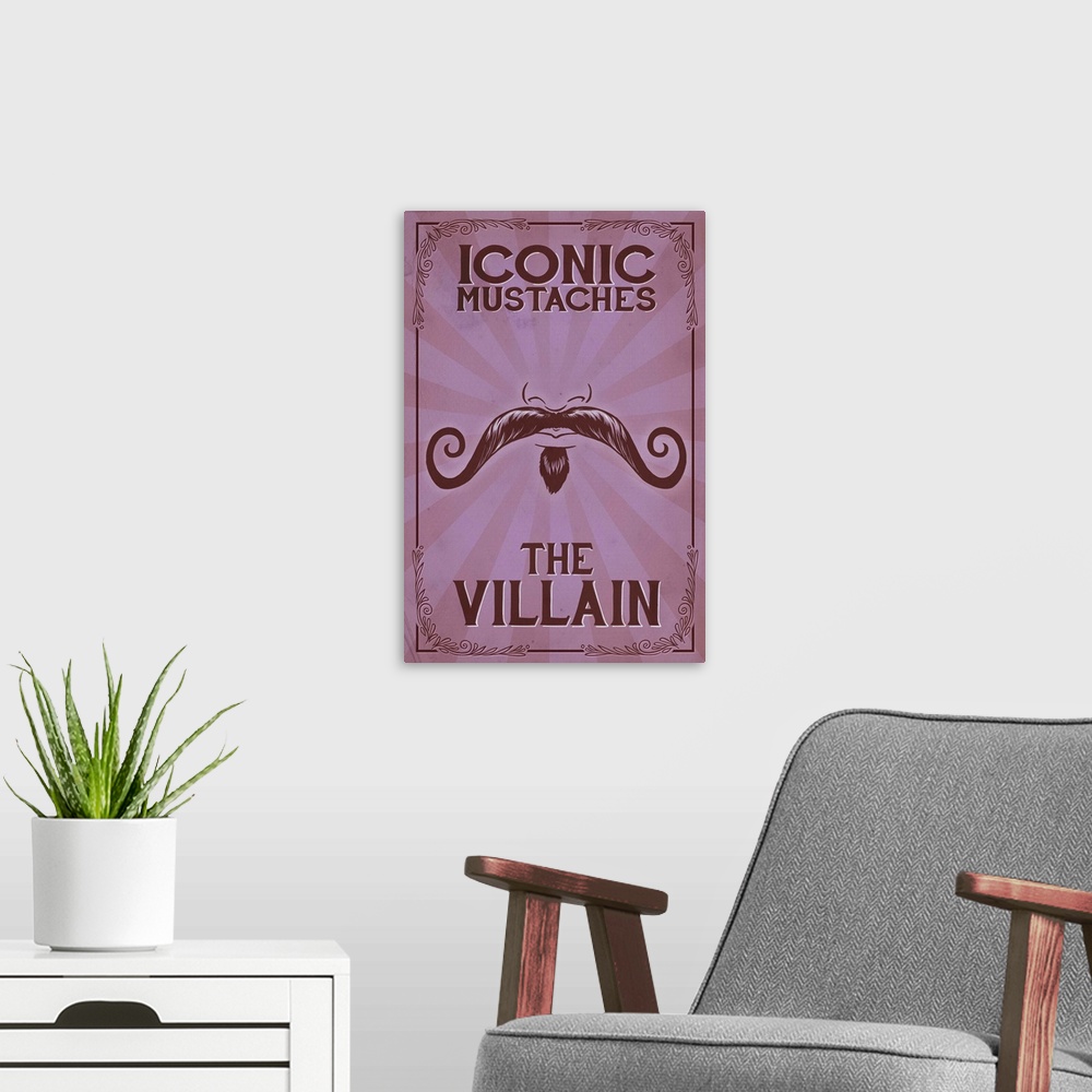 A modern room featuring Iconic Mustaches - Villian: Retro Poster Art