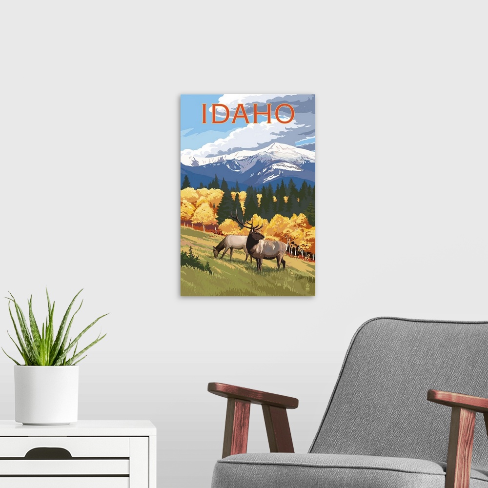 A modern room featuring Idaho, Elk and Mountains