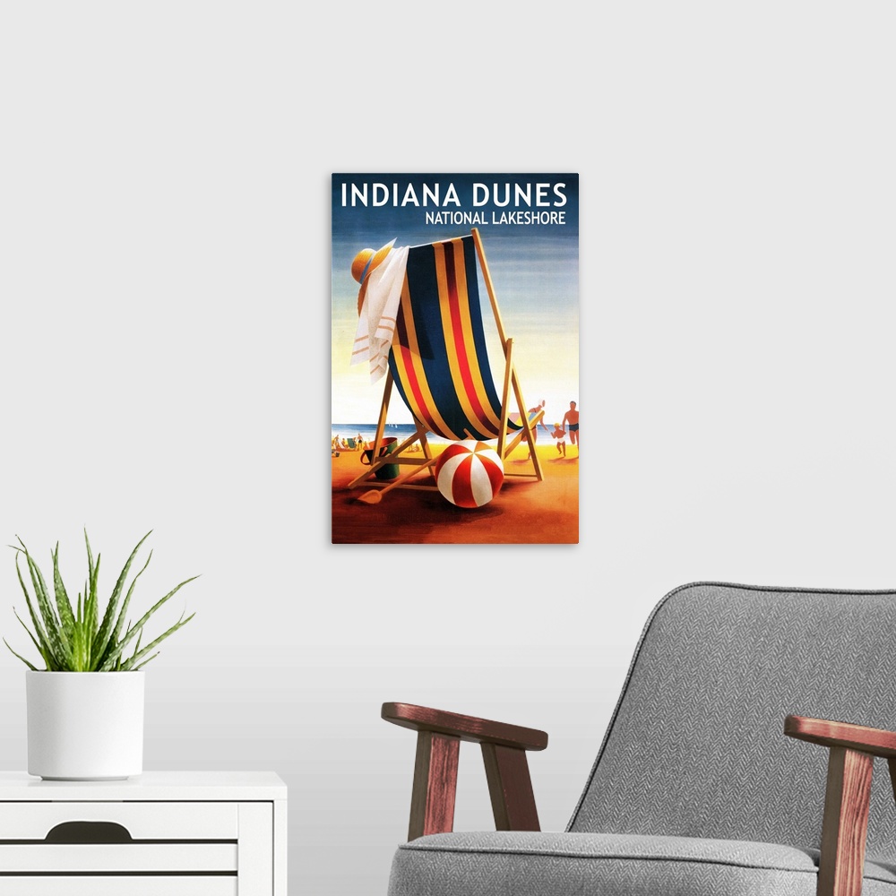 A modern room featuring Indiana Dunes National Seashore, Indiana, Beach Chair and Ball