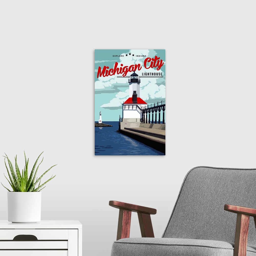 A modern room featuring Indiana - Michigan City Lighthouse and Pier