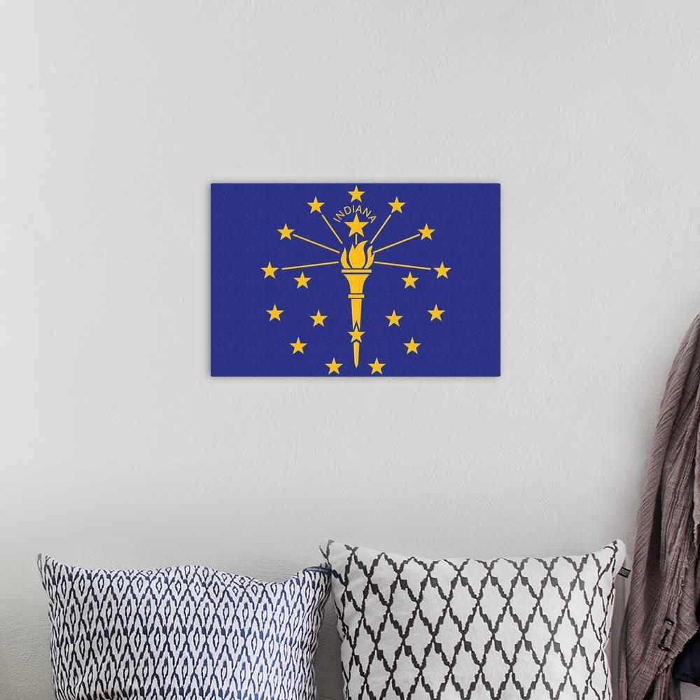 A bohemian room featuring Indiana State Flag