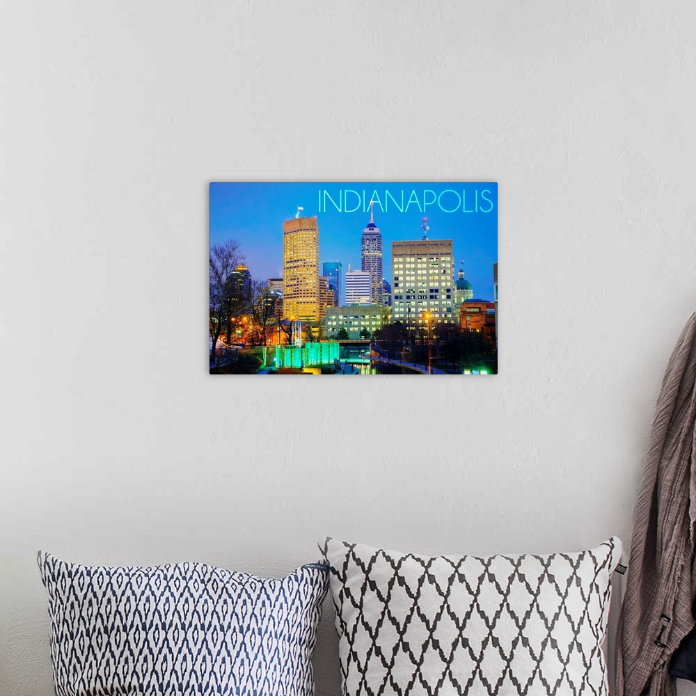 A bohemian room featuring Indianapolis, Indiana, Skyline at Night