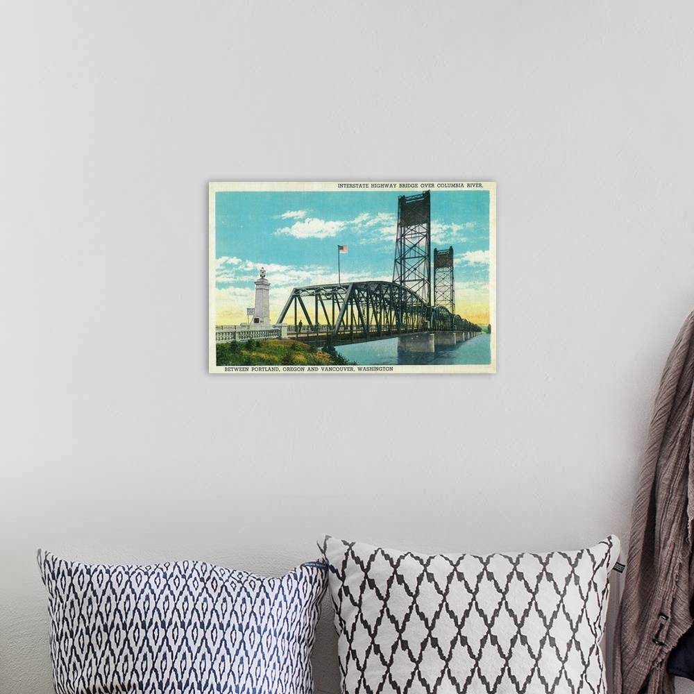 A bohemian room featuring Interstate Highway Bridge over Columbia River, Portland, OR